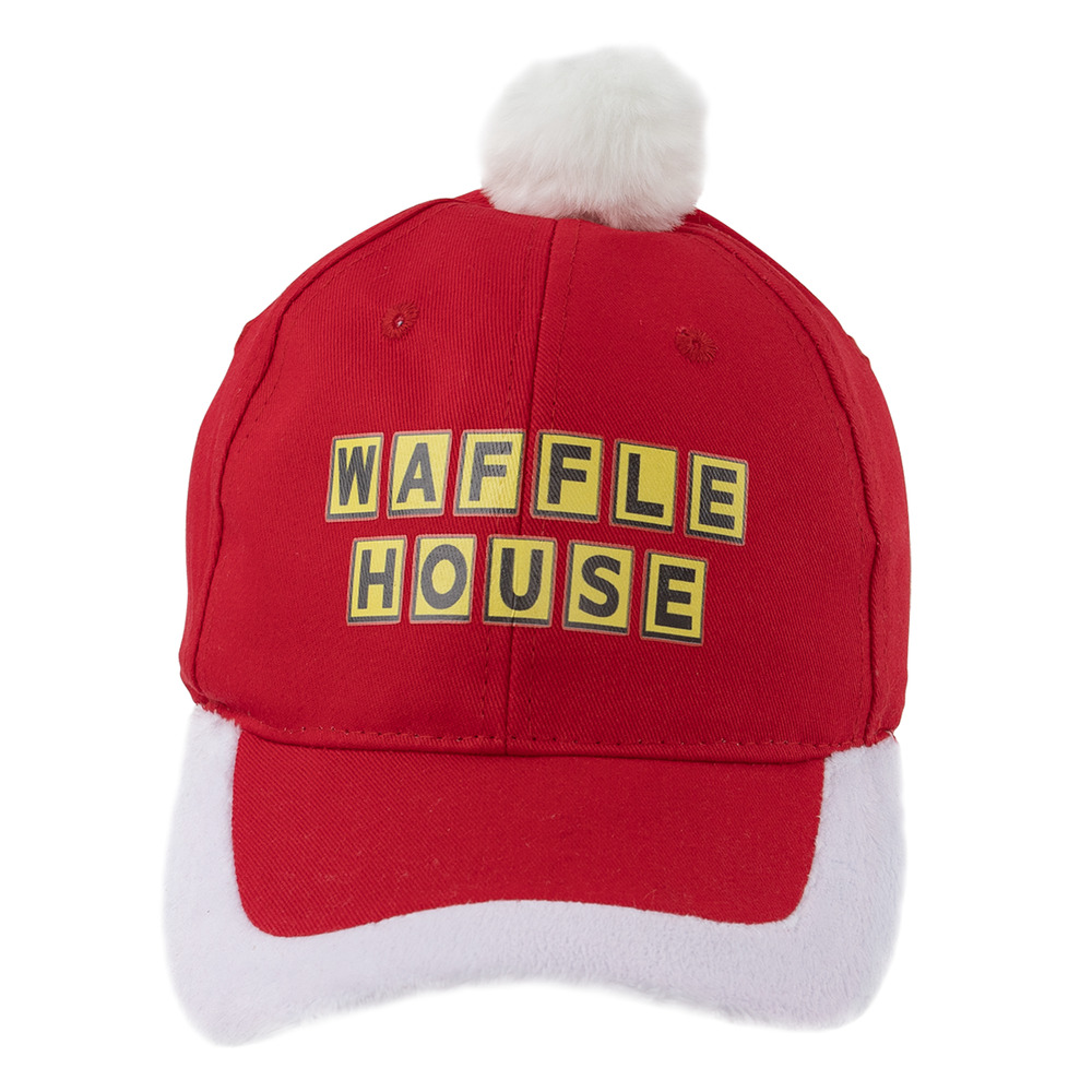 New Waffle House Christmas Holiday Adjustable Fastener Red Hat Cap Single Piece